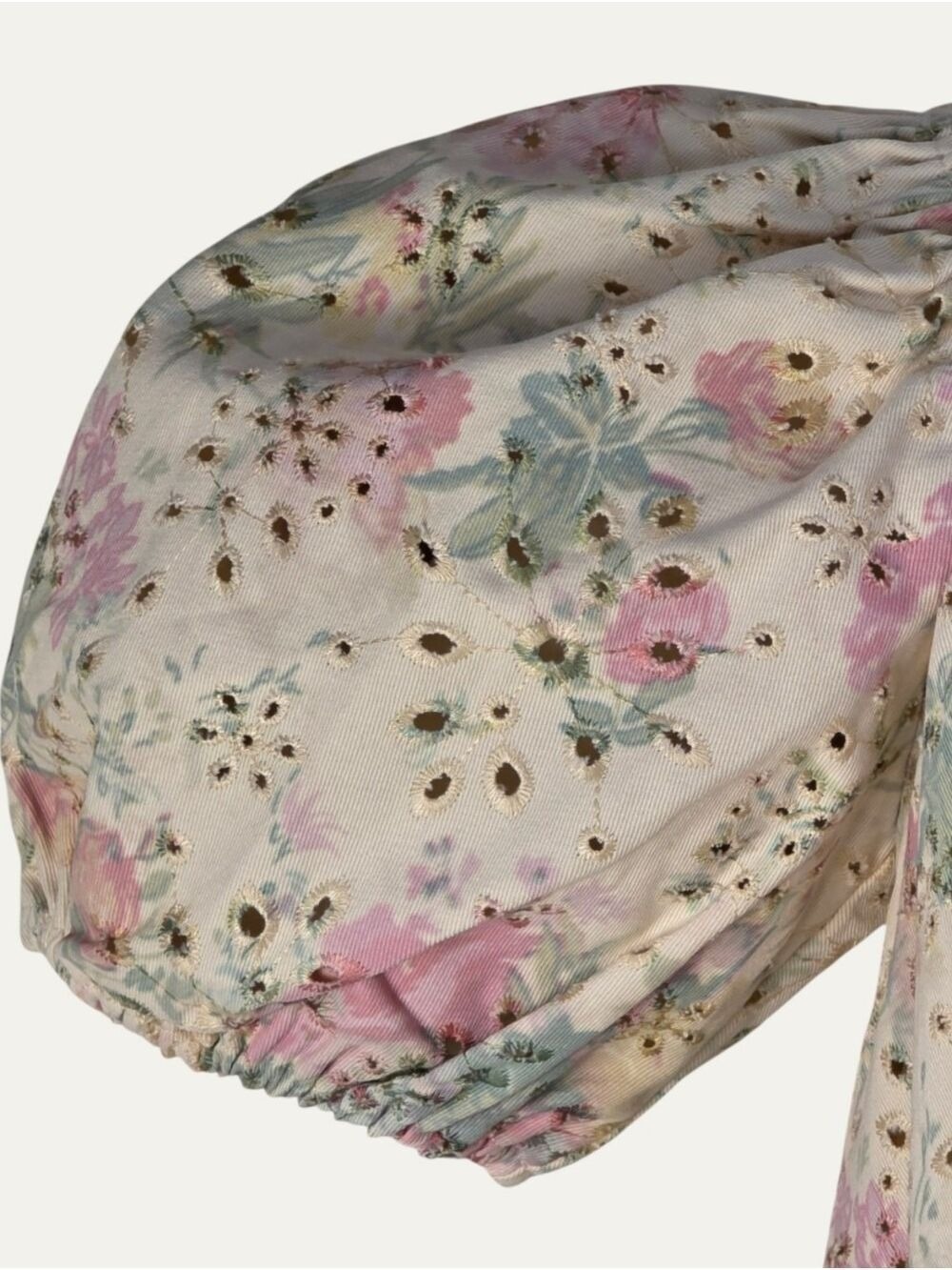 GeeGee Floral Eyelet Puff Sleeve Babydoll Dress Pockets Coquette NWT Small - Picture 10 of 14